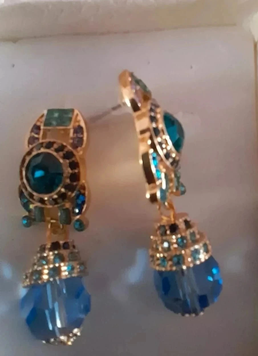 Pendientes de moda de cristal con strass azules y verdes – photo 3